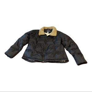 IZOD OUTERWEAR Black Puffer Jacket Teddy Collar Duck Feathers XL